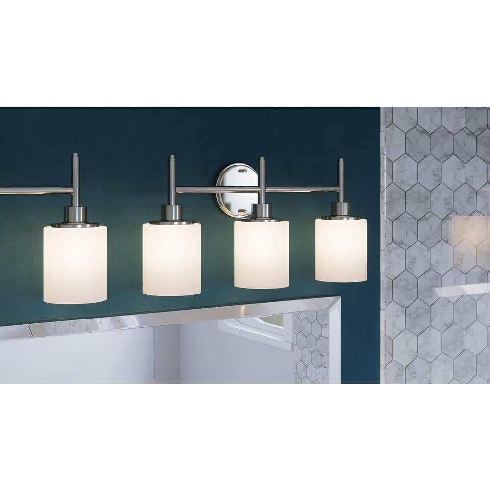 Aubrey Satin Nickel 3-Light Frosted Glass Vanity Light