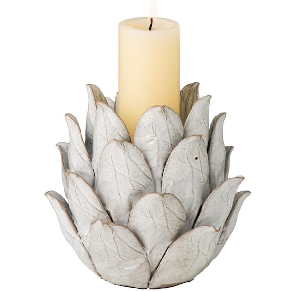 Abigails White Ceramic Artichoke Candle Holder