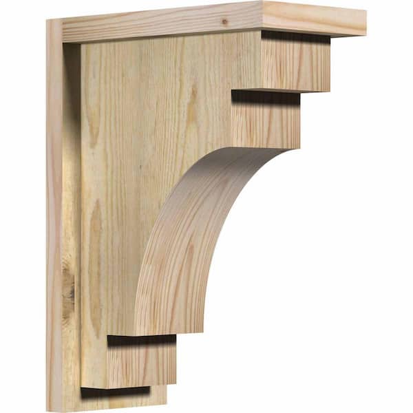 Ekena Millwork 6 in. x 12 in. x 16 in. Douglas Fir Mediterranean Rough Sawn Corbel with Backplate