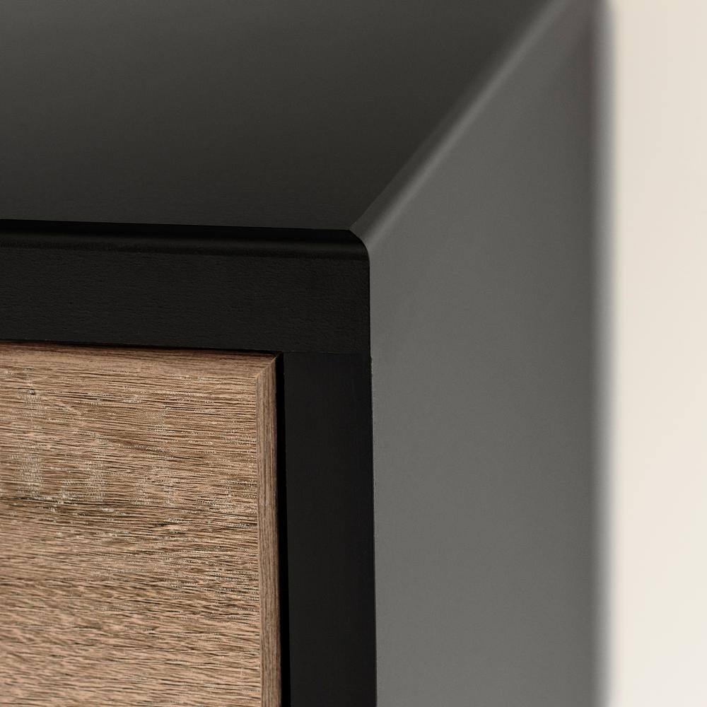 Weathered Oak and Matte Black Farmhouse Double Dresser