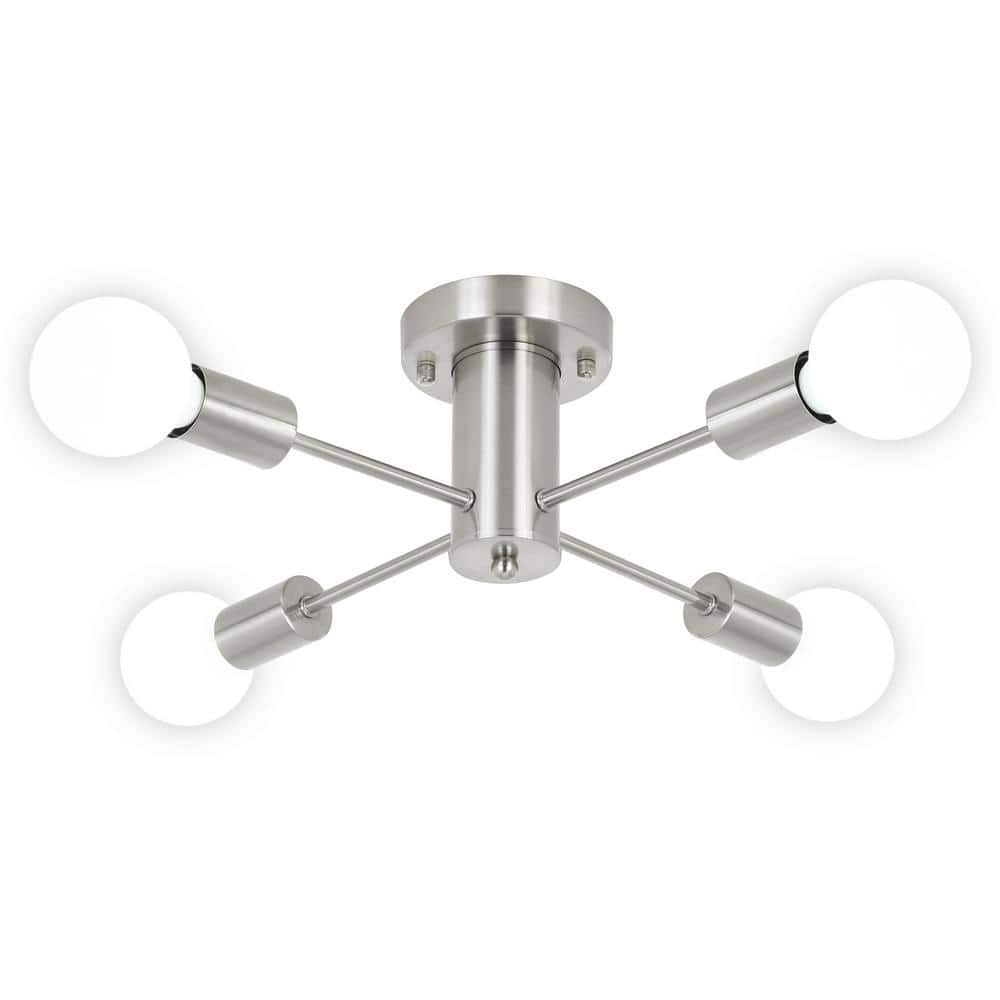 17.5 in. 4-Light Nickel Sputnik Transitional Flush Mount Ceiling Lights