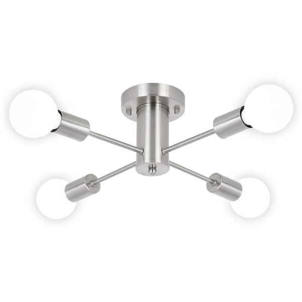17.5 in. 4-Light Nickel Sputnik Transitional Flush Mount Ceiling Lights
