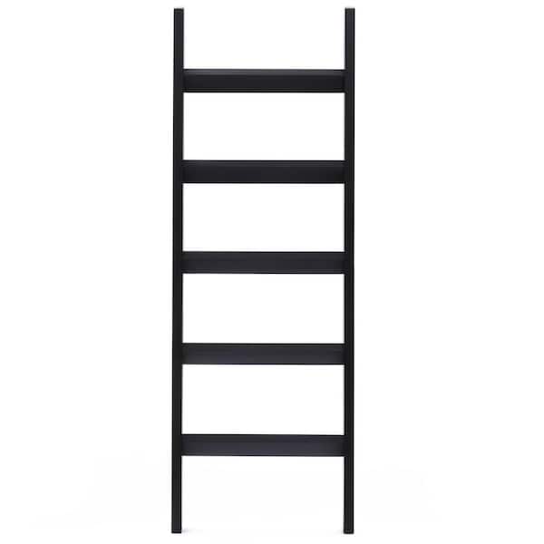LuxenHome 19.9 in. W Black Wood Decorative Wide Blanket Ladder