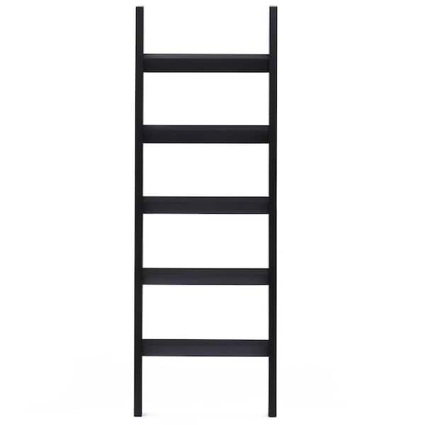 LuxenHome 19.9 in. W Black Wood Decorative Wide Blanket Ladder WHD1719 ...