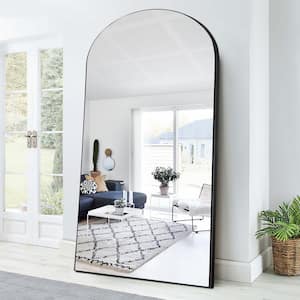 Black 31.5 in. W x 71 in. H Arched Aluminum Framed Full Length Mirror Standing Floor Mirror