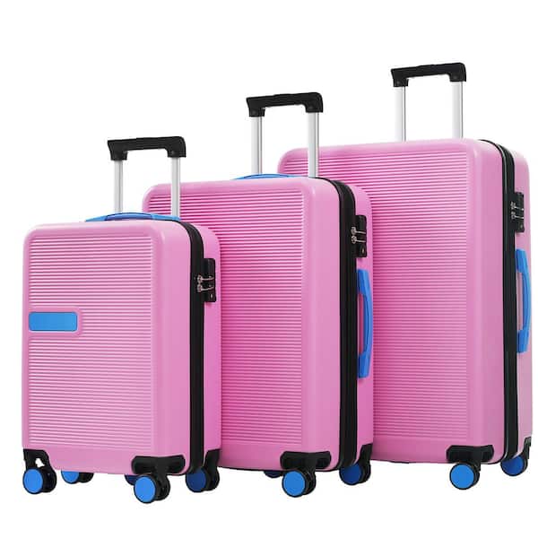 Merax 3-Piece Pink Expandable ABS Hardshell Spinner 20 in. 24 in. 28 in. Luggage Set with Telescoping Handle, TSA Lock