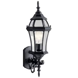 Townhouse 21.5 in. 1-Light Black Outdoor Hardwired Wall Lantern Sconce with No Bulbs Included (1-Pack)