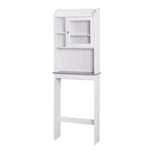 23 in. W x 68 in. H x 7.5 in. D White Bathroom Wood Organizer Shelf Over-the-Toilet Storage Rack Cabinet Spacesaver