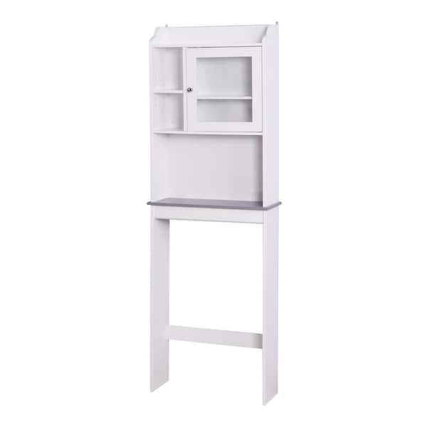 Unbranded 23 in. W x 68 in. H x 7.5 in. D White Bathroom Wood Organizer Shelf Over-the-Toilet Storage Rack Cabinet Spacesaver