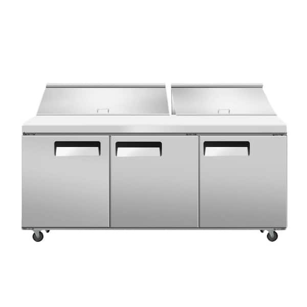 72 in. W 20.27 cu. ft. Commercial Refrigerator Sandwich and Salad Preparation Table 2-Door in Stainless Steel