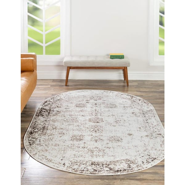 Judith Ivory 5 ft. x 8 ft. Oval Indoor Area Rug 9173055440 - The Home Depot