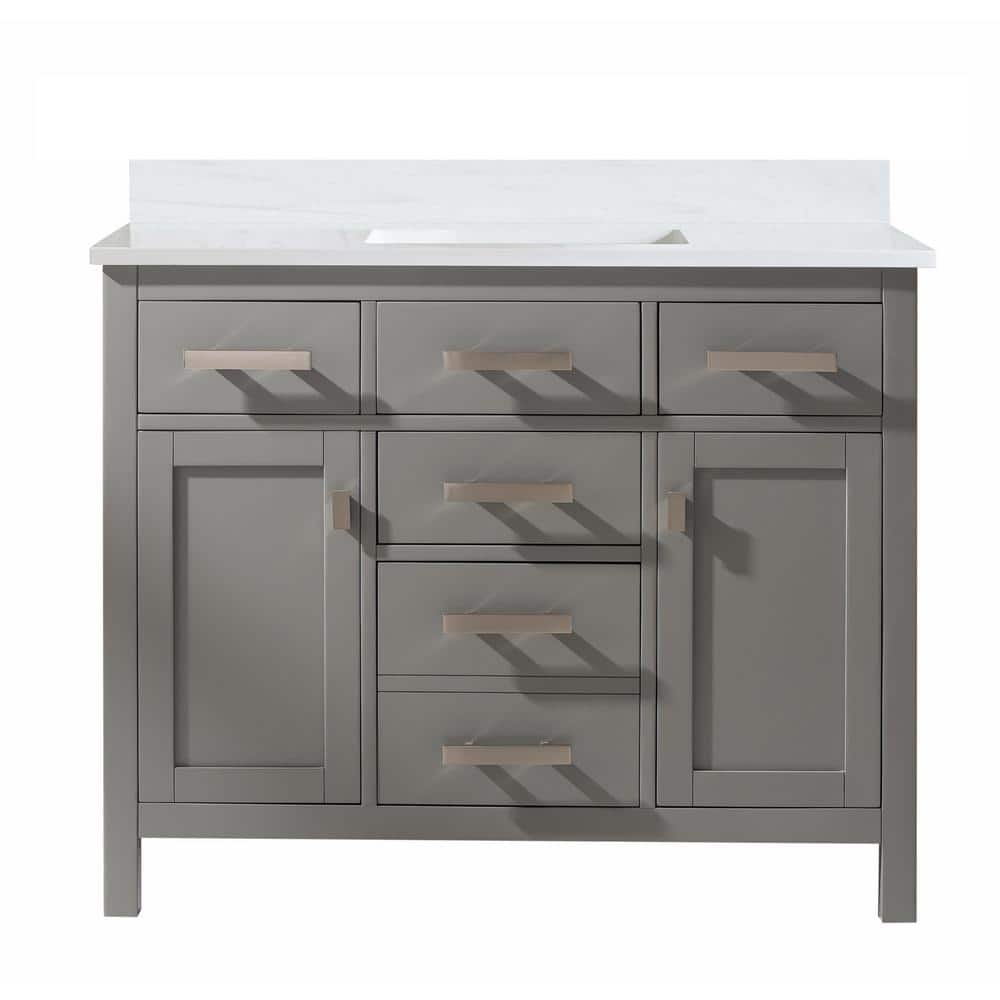 Design Element Valentino 42 in. W x 22 in. D Bath Vanity in Gray with