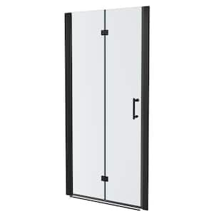 34-35.375 in. W x 72 in. H Bi-Fold Frameless Shower Doors in Matte Black Finish with Tempered Glass