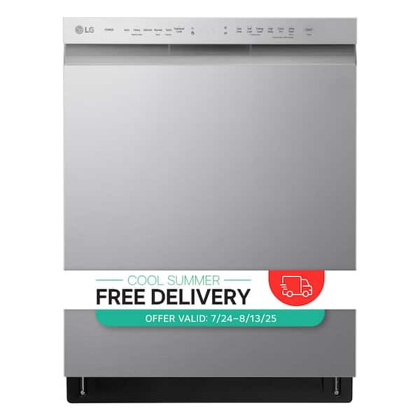 24 in. Stainless Steel Front Control Built-In Dishwasher with Stainless Steel Tub, Quadwash, Dynamic Dry, ADA, 48 dBA