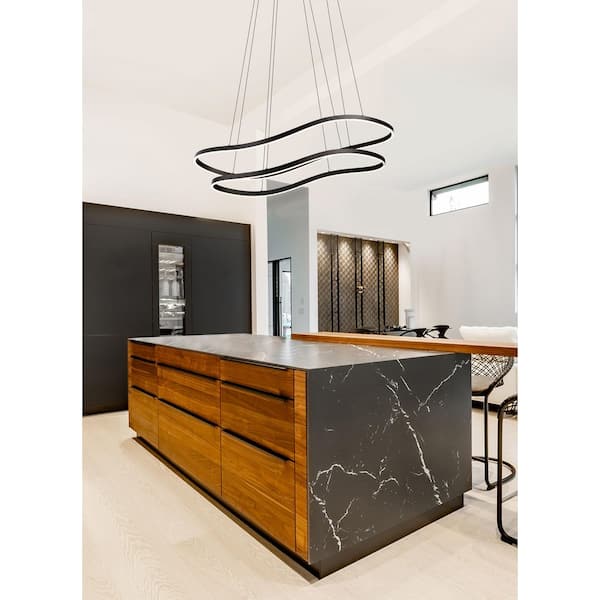 Sylas 64-Watt 1-Light Matte Black Contemporary Integrated LED Pendant Light with White Silicone Lens