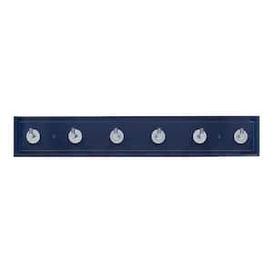27 in. Royal Blue Hook Rack with 6 Chrome Single Post Hooks