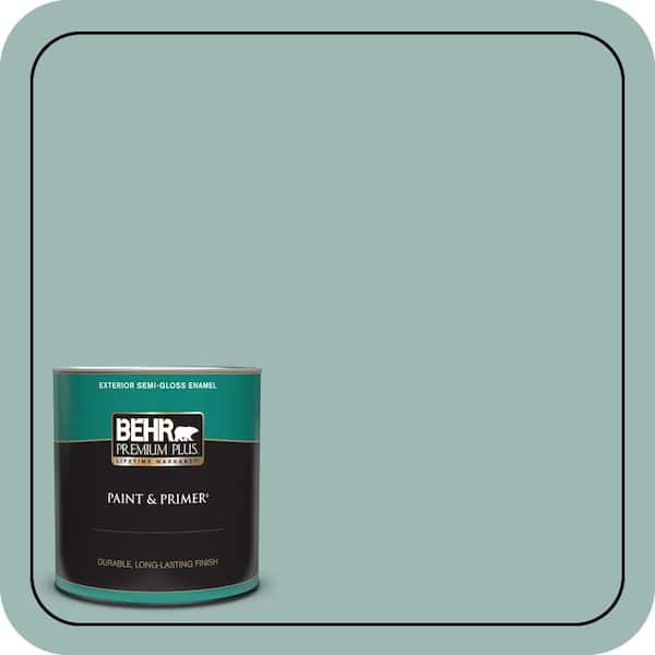 BEHR PREMIUM PLUS 1 qt. #PPU12-08 Opal Silk Semi-Gloss Enamel Exterior Paint & Primer