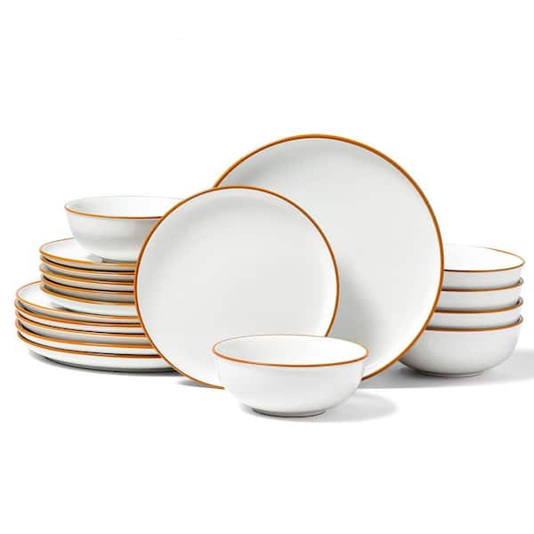Dinnerware Set, Service for 6 (18 PCS), Round Plates and Bowls Sets, Scratch Resistant Ceramic Dinner Ware,Food Storage