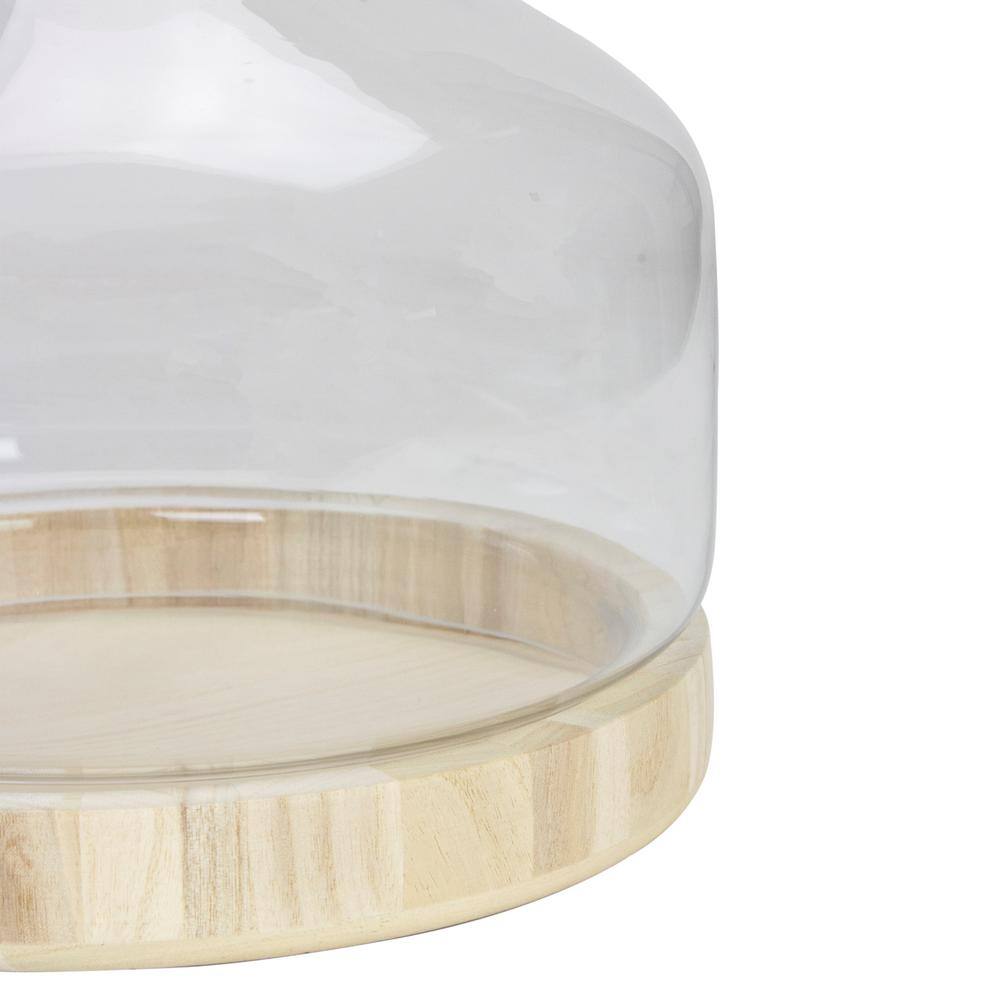 Clear Glass Hurricane with Wooden Lid and Base, 12.5"