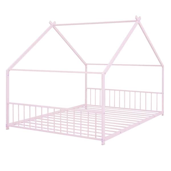Harper & Bright Designs Pink Full Size Metal House Platform