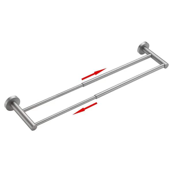 PRIMEPLUS 28 in. Wall Mounted Stainless Steel Adjustable Double Towel Bar in Brushed Nickel