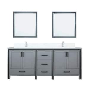 Ziva 80 in W x 22 in D Dark Grey Double Bath Vanity, Cultured Marble Top, Faucet Set and 30 in Mirrors