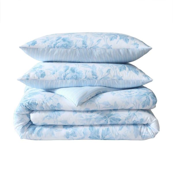 Laura Ashley Anja Textured Toile 4-Piece Chambray Blue/White