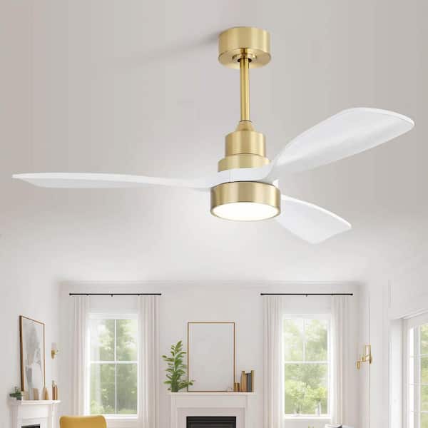 MODERN HABITAT 48 in. Integrated LED Indoor Downrod Mount Gold Standard Ceiling Fan with Dimmable Light and Remote DC Motor