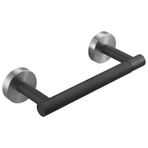 Double Post Pivoting Wall Mounted Bathroom Towel Bar Toilet Paper Holder in Black Nickel