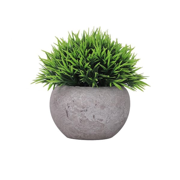 Oumilen 5 in. Green Artificial Plant Indoor- Topiary Small Desk Plant Decor for Bedroom Office