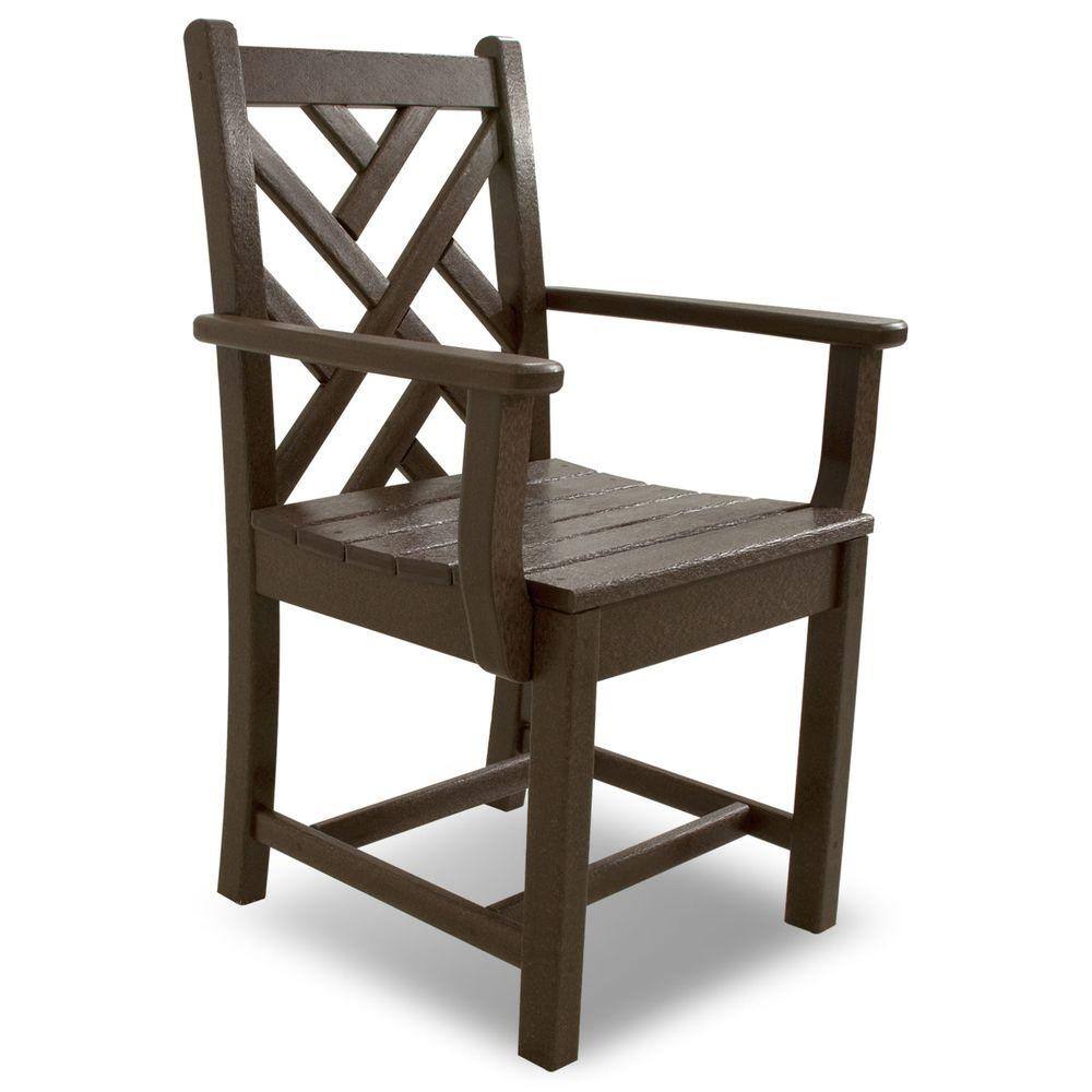 Mahogany Chippendale Style Outdoor Dining Arm Chair