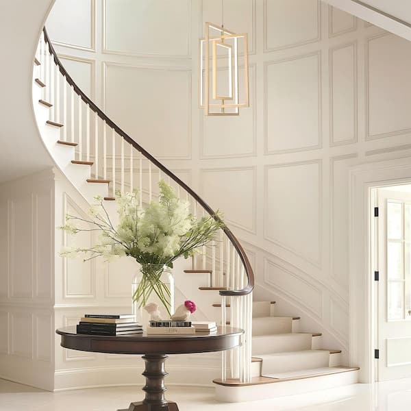 Modern 35W Integrated LED Chandelier, 3-Light DIY Brushed Gold Chandelier, Minimalistic Geometric Pendant Light Fixture