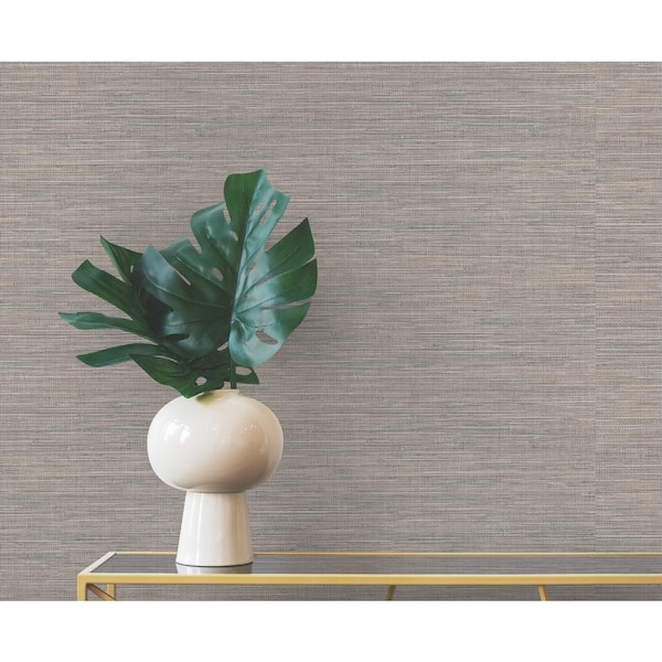 Warner Winn Dark Brown Faux Grasscloth Wallpaper Sample