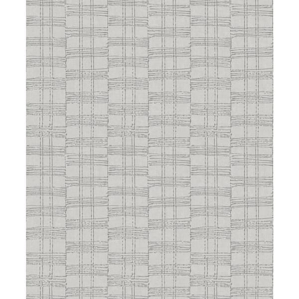 A-Street Prints Grey Zorya Silver Embellished Stripe Wallpaper Sample