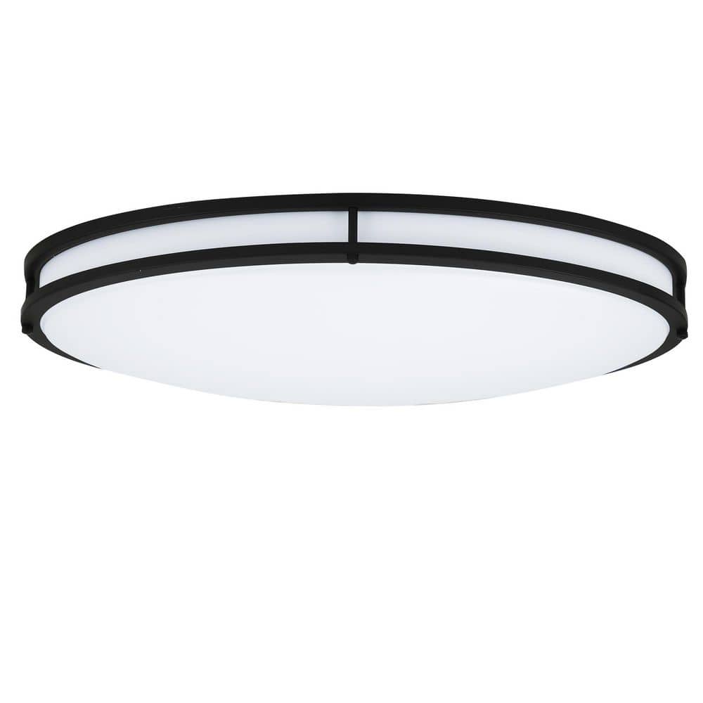 Matte Black Contemporary 24" LED Flush Mount Ceiling Light