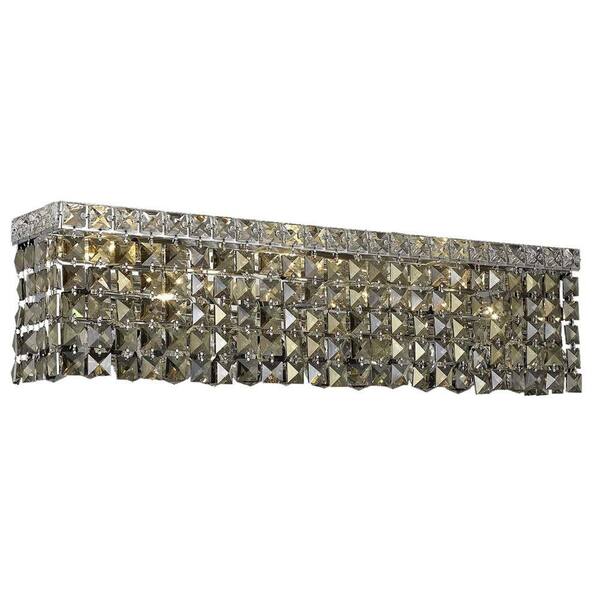 Elegant Lighting 6-Light Chrome Sconce with Golden Teak Smoky Crystal