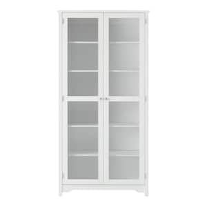 Bradstone 72 in. White Bookcase with Glass Doors