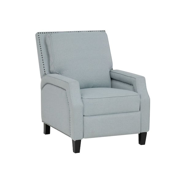 Perceval Ice Blue Faux Leather Push Back Recliner