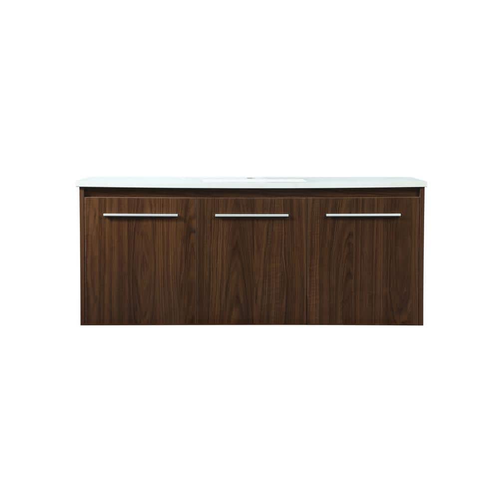 Timeless Home 48 in. W Single Bath Vanity in Walnut with Engineered Stone V