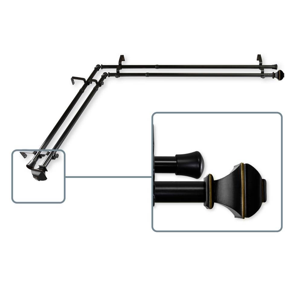 120 in. to 170 in. Adjustable 13/16 in. Corner Window Double Curtain Rod in
