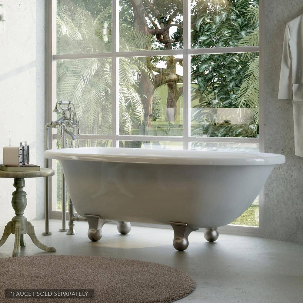 PELHAM & WHITE Laughlin 60 in. Acrylic Clawfoot Bathtub in White