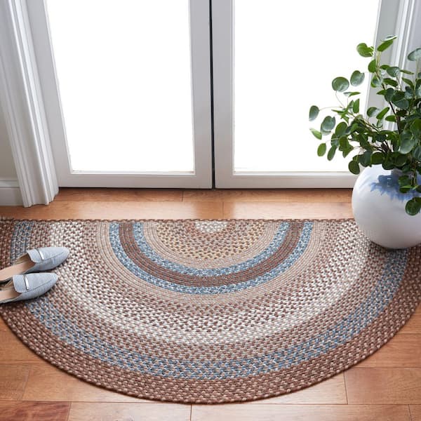 Braided Brown/Multi 3 ft. x 5 ft. Machine Washable Border Geometric Specialty Area Rug