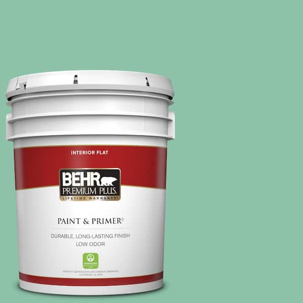 BEHR PREMIUM PLUS 5 gal. Home Decorators Collection #HDC-WR14-8 Spearmint Frosting Flat Low Odor Interior Paint & Primer