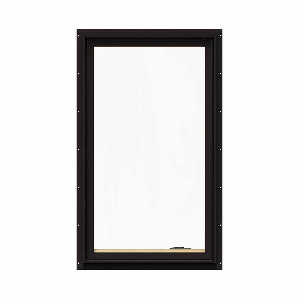 JELD-WEN 24.75 in. x 48.75 in. W-2500 Series Black Painted Clad Wood ...