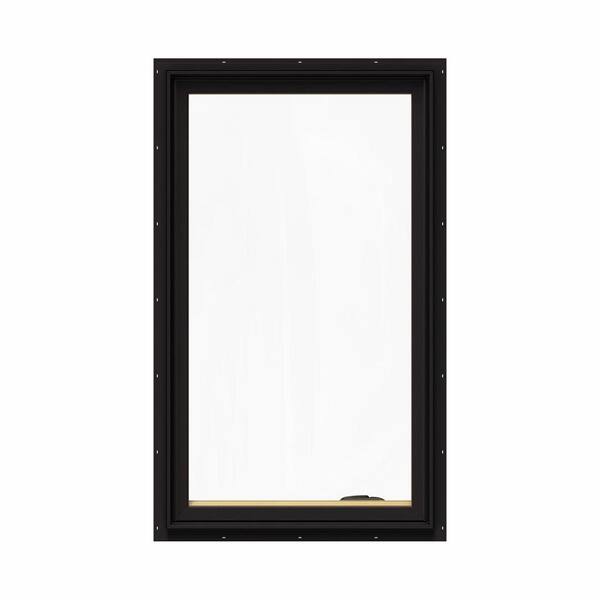 JELD-WEN 24.75 in. x 48.75 in. W-2500 Series Black Painted Clad Wood Right-Handed Casement Window with BetterVue Mesh Screen