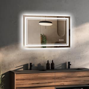 Front Light and Backlit Mirror 28 in. W x 20 in. H Rectangular Frameless Anti-Fog Lighted Wall Bathroom Vanity Mirror