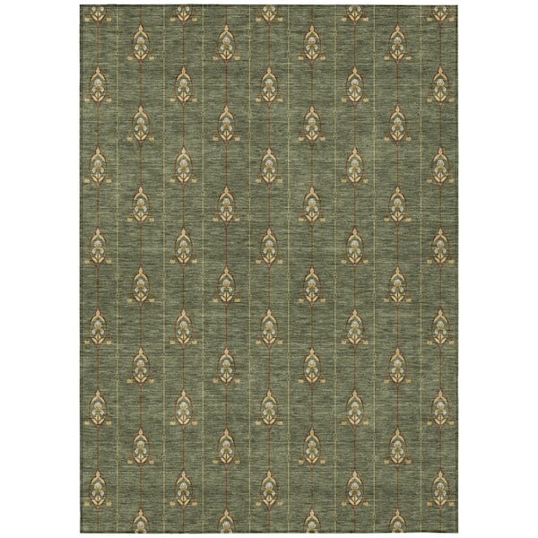 Chantille Machine Washable Indoor/Outdoor Abstract ACN2691 Olive 3 ft. x 4 ft. Area Rug