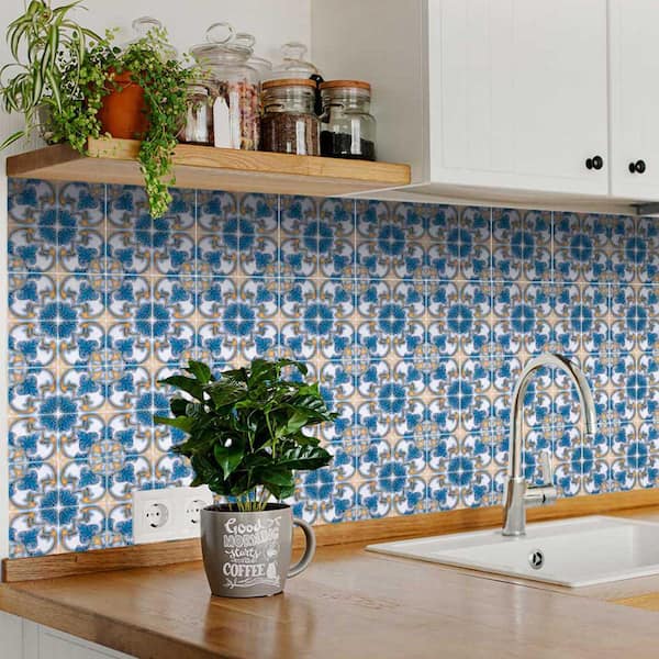 Self-Adhesive DIY Stickers Peel and Stick Wall Backsplash Decals Home Tiles  for Kitchen/Living Room/Bathroom in Moroccan Portuguese Mexican Talavera  Design - Pack of 6 : : Tools & Home Improvement