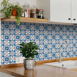 Blue/Orange H35 6 in. x 6 in. Vinyl Peel and Stick Tile (24 Tiles, 6 sq.ft./pack)