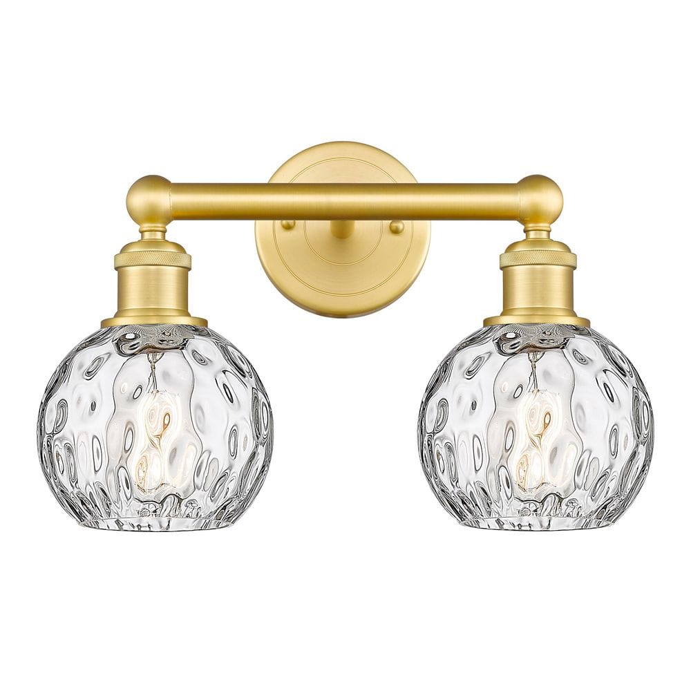 Athens Water Glass 15 in. 2-Light Satin Gold Vanity Light with Glass Shade price history on PriceWatchPro